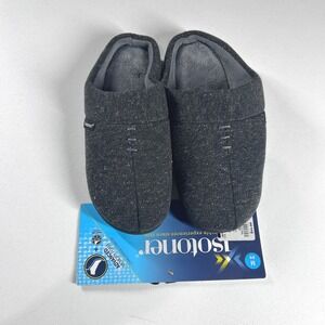 Isotoner Men's Charcoal Gray Tweed Moccasin Slippers Size Medium 8-9 NEW